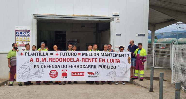 Trabajadores de Renfe protestan en Redondela por la «falta de personal» en las instalaciones de mantenimiento