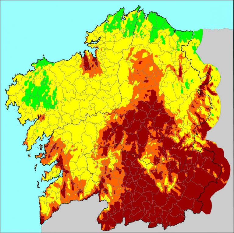 La provincia de Ourense y el sur de Lugo se encuentran en nivel extremo de riesgo de incendio este miércoles