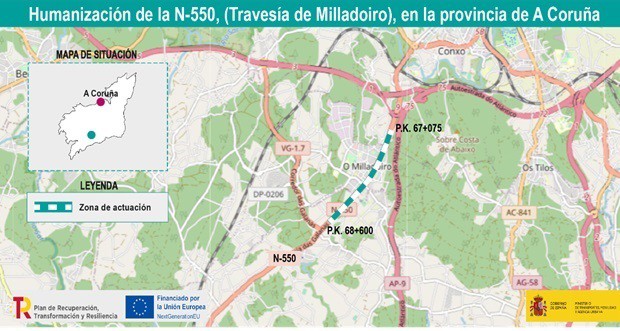 Sale a licitación el contrato de 5 millones de euros para humanizar la travesía de O Milladoiro, en Ames (A Coruña)