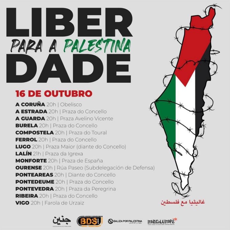 Asociación de Escritores en Lingua Galega convoca concentraciones este lunes por la libertad de Palestina