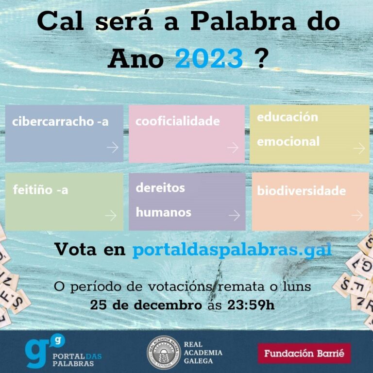 ‘Cibercarracho’, ‘cooficialidade’ y ‘feitiño’, entre las seis candidatas a Palabras do Ano 2023