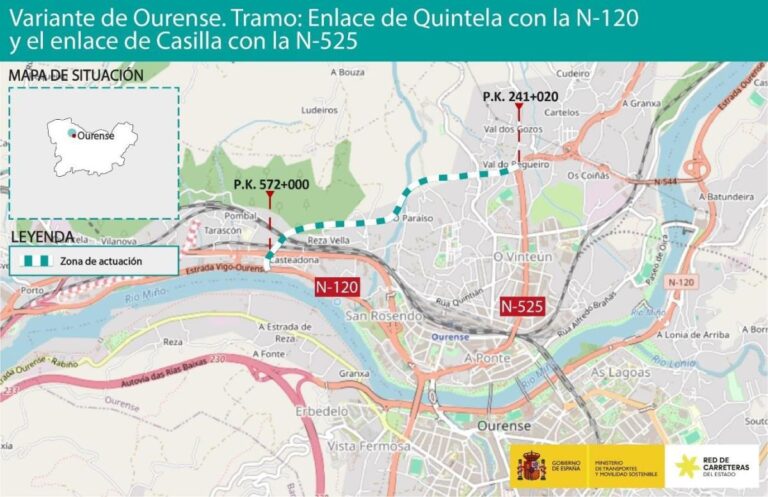 Transportes aprueba el proyecto para el segundo tramo de la variante de Ourense que liberará de tráfico la ciudad