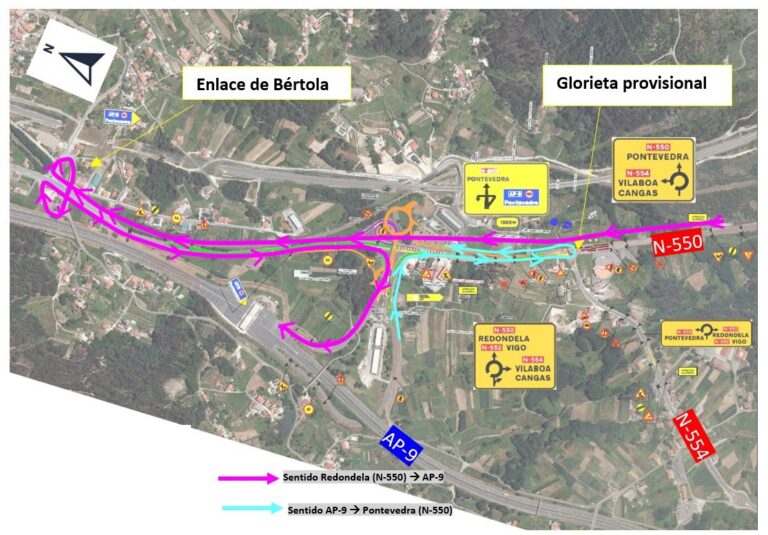 El enlace de Figueirido, en Vilaboa, de acceso a la AP-9 sufrirá afectaciones al tráfico desde este martes por obras