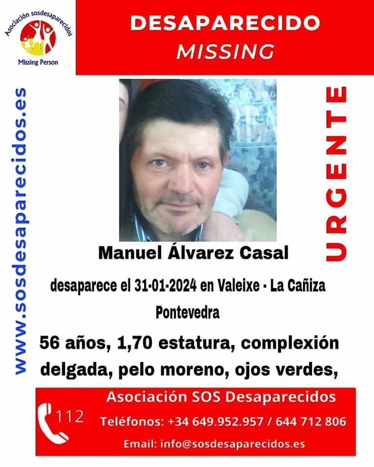 Buscan a un vecino de A Cañiza (Pontevedra) de 56 años desaparecido desde el miércoles