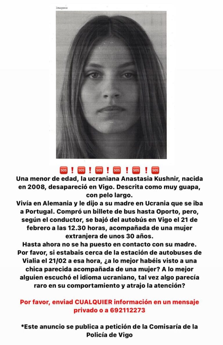 Buscan en Vigo a una menor ucraniana desaparecida desde el pasado miércoles