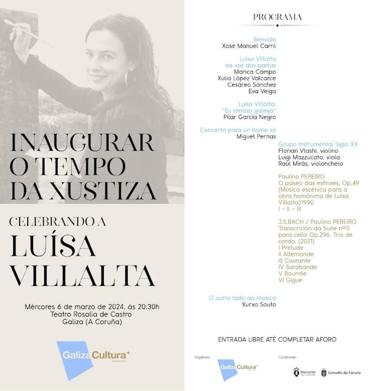 La cultura gallega impulsa el primer gran acto en honor a Luísa Villalta, protagonista de las Letras Galegas