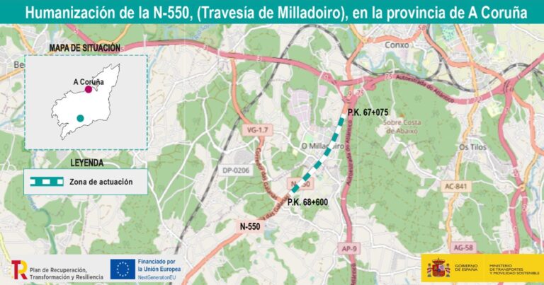 Transportes adjudica por 4,4 millones las humanización de la N-550 a su paso por Milladoiro (A Coruña)