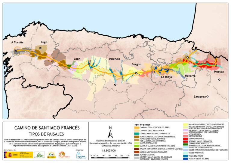Una investigación identifica más de una veintena de paisajes diferentes en el Camino de Santiago Francés