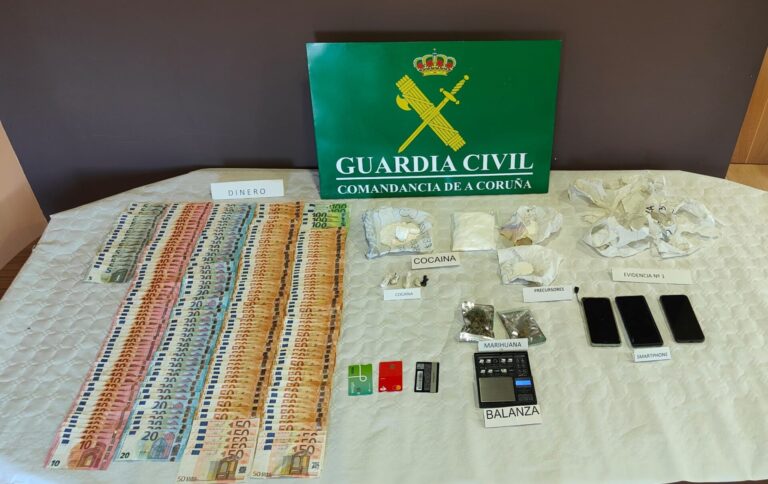 Detenidas dos personas en Rianxo por tráfico de drogas a las que decomisaron cocaína y 7.850 euros