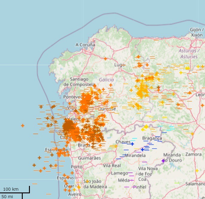 Galicia registra más de 3.000 rayos en una tarde de tormentas