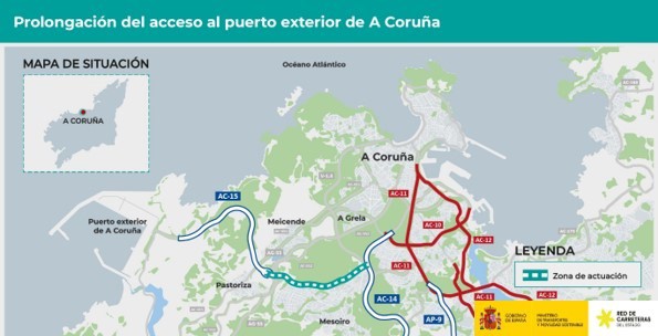 El Mitma formaliza la redacción del proyecto de trazado para mejorar el acceso viario al puerto exterior de A Coruña
