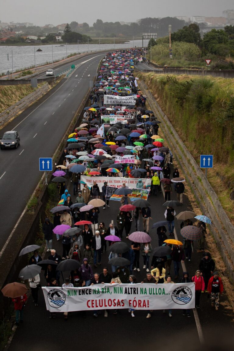 Multitudinaria marcha en Pontevedra «contra las celulosas»: «Ni Ence en la ría ni Altri en A Ulloa»