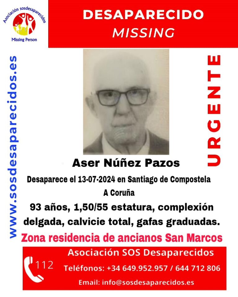 Buscan a un hombre de 93 años desaparecido en Santiago