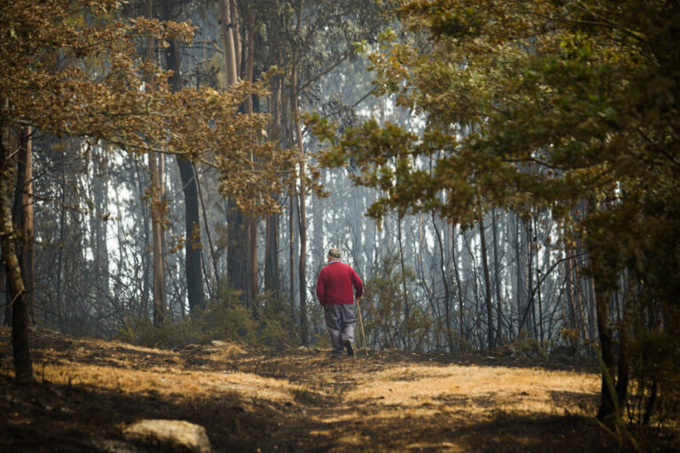 Rural.- Medios aéreos se incorporan al incendio de Crecente (Pontevedra) para trabajar en su estabilización