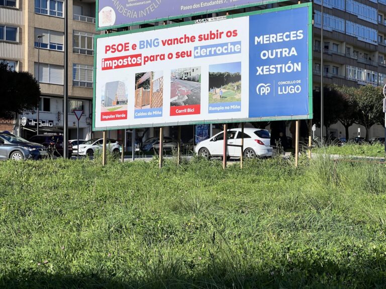 El PP coloca vallas publicitarias contra el gobierno en Lugo: «PSOE y BNG te van a subir los impuestos para su derroche»