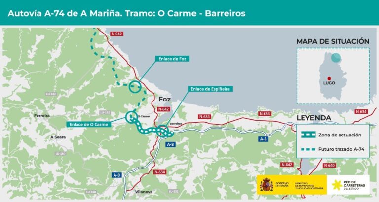 Transportes aprueba provisionalmente el proyecto de trazado del primer tramo de la A-74 entre O Carme y Barreiros