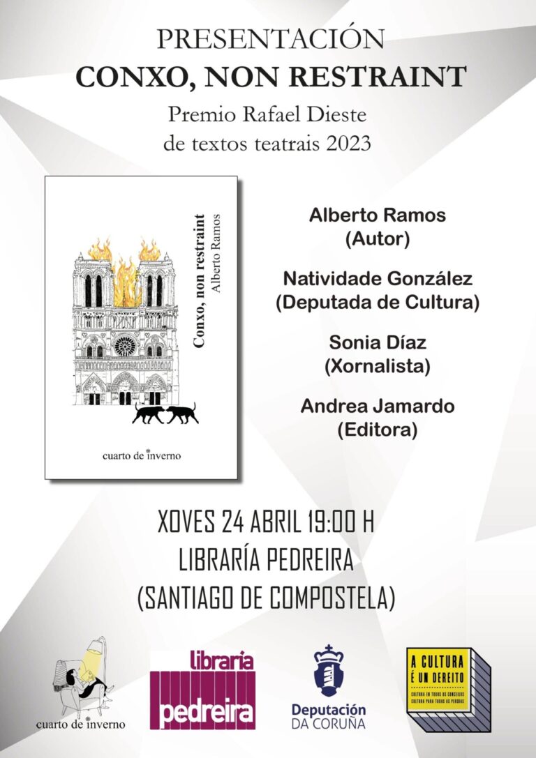 Llega a las librerías ‘Conxo, non restraint’, pieza teatral de Alberto Ramos ganadora del Premio Rafael Dieste