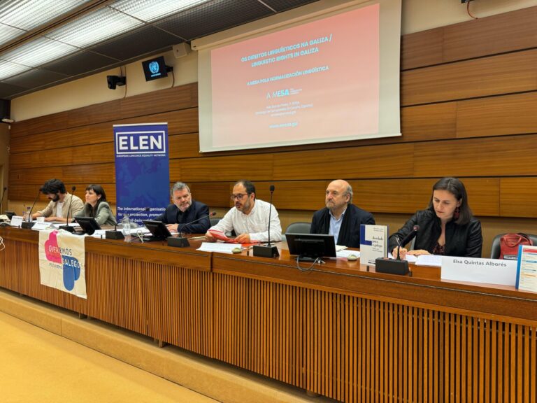 A Mesa y escritores gallegos presentan ante la ONU el informe sobre la situación del gallego