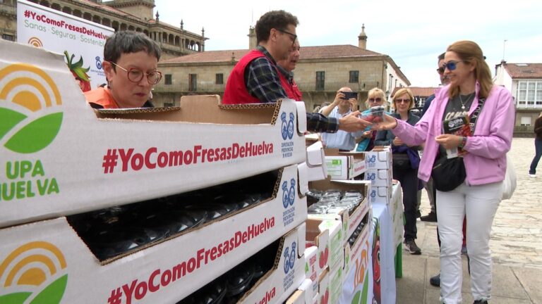 La fresa de Huelva se reparte en Santiago para llamar al consumidor a que «mire algo más que el precio»