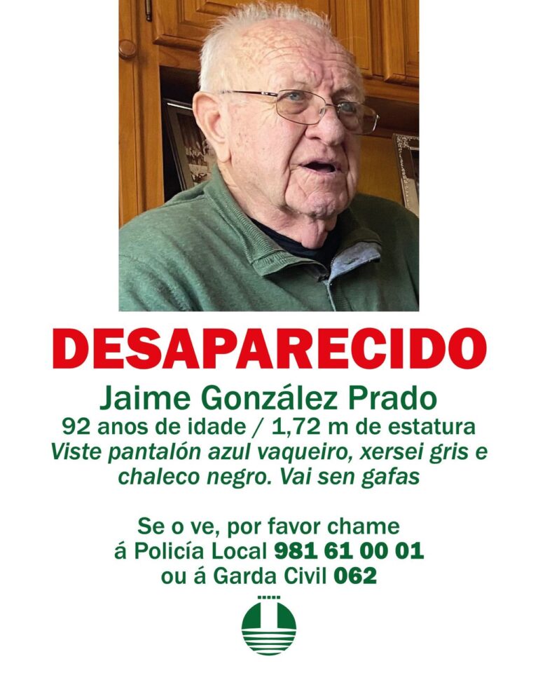 Buscan a un hombre de 92 años desaparecido en Oleiros (A Coruña)
