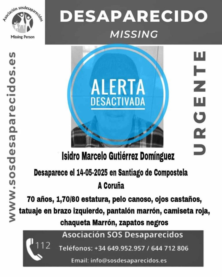 Localizado en perfecto estado el septuagenario desaparecido en Santiago hace una semana