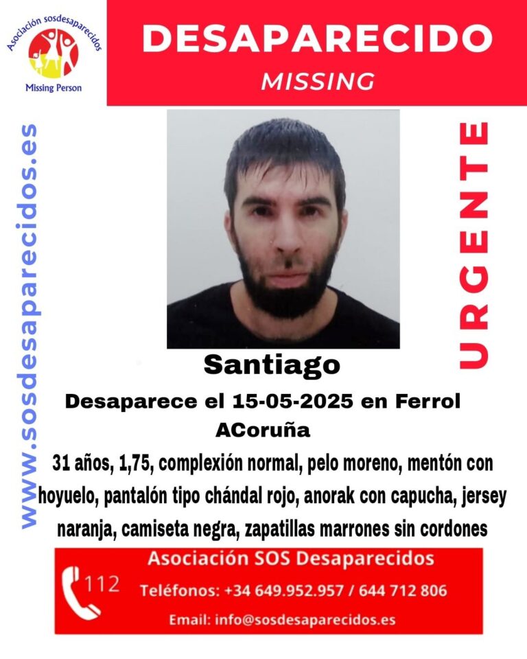Buscan a un hombre de Ferrol de 31 años desaparecido desde el jueves de la pasada semana