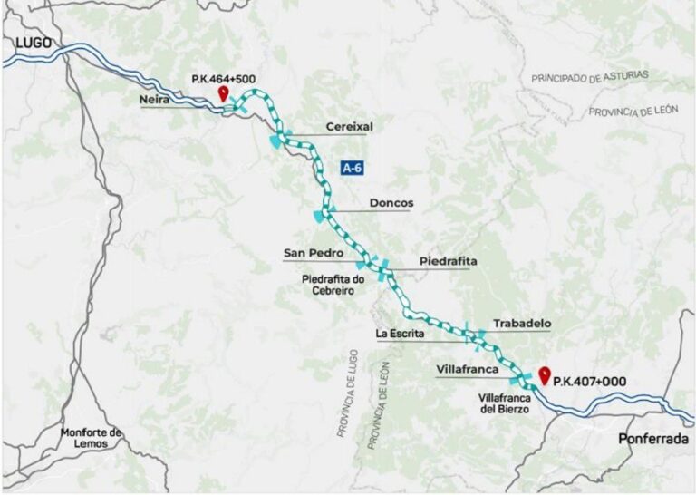 Cortes de tráfico en los túneles de Doncos y Cereixal, en la A-6 en Lugo, durante tres noches esta semana por obras