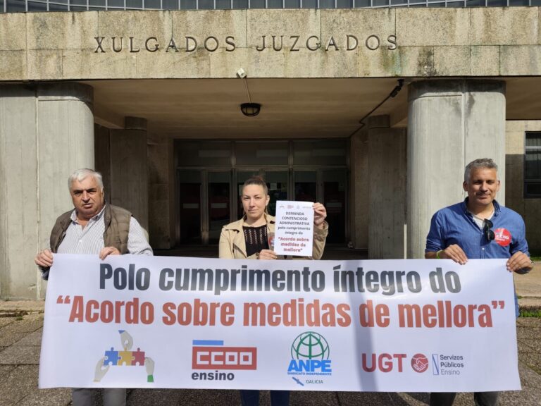 Los sindicatos CCOO, ANPE y UGT llevan a la Xunta a los tribunales por los «incumplimientos» del acuerdo de ratios