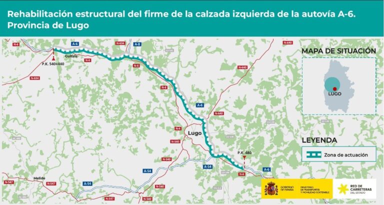 Adjudicado por 26 millones el arreglo del firme de más de 60 kilómetros de la A-6, entre O Corgo y Guitiriz