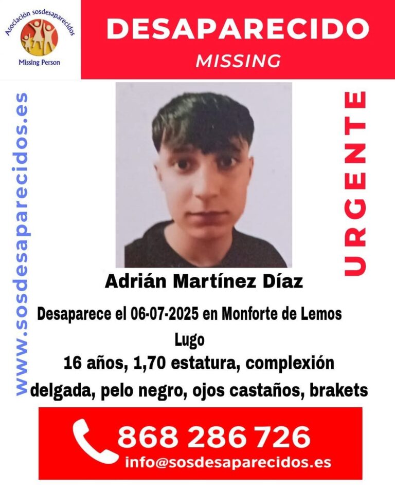 Piden colaboración para dar con el paradero de un menor desaparecido desde este domingo en Monforte de Lemos (Lugo)