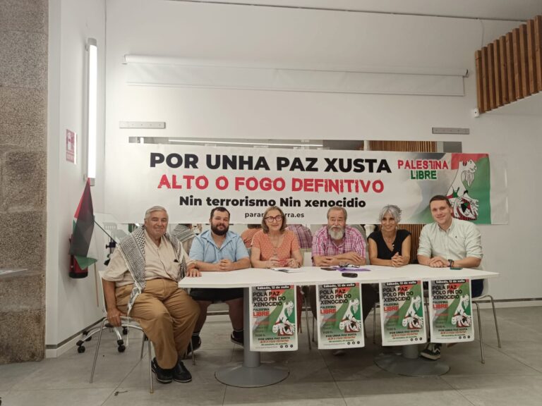‘PararLaGuerra.es’ convoca manifestaciones este sábado en 17 localidades gallegas por una «Palestina libre»