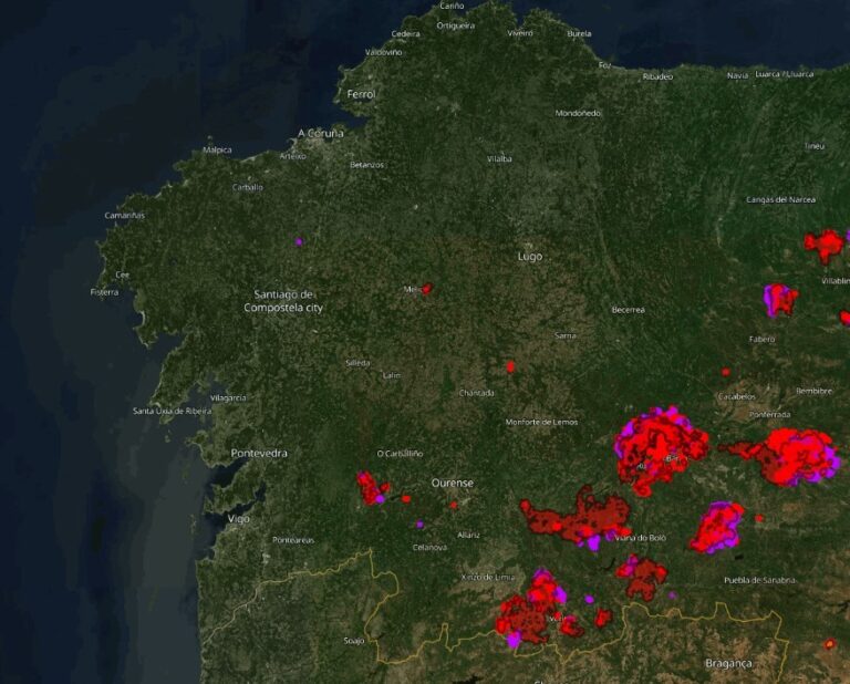 Rural.- Copernicus eleva a más de 125.000 las hectáreas calcinadas en Galicia durante agosto y más de 300.000 en España