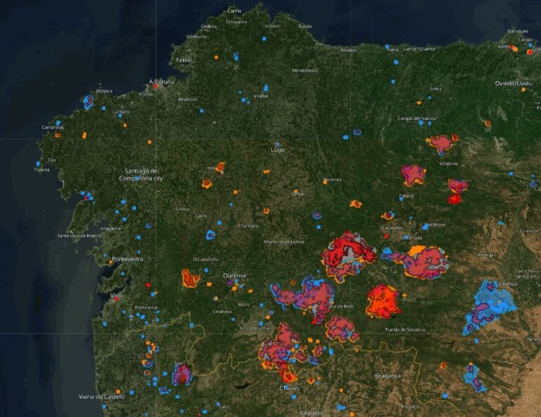 Rural-. Las hectáreas arrasadas en agosto por incendios en Galicia superan las 158.000, según Copernicus