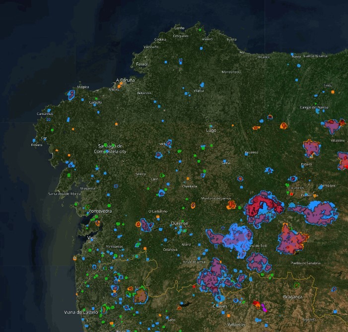 Rural.- Copernicus ajusta hasta las 143.673 hectáreas la estimación de territorio quemado en Galicia en agosto