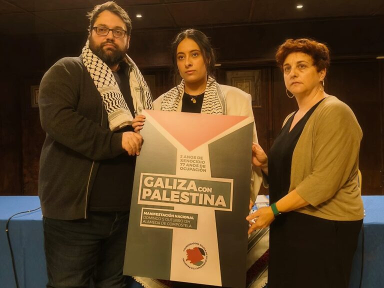 Santiago acogerá el 5 de octubre una protesta contra el «genocidio» de Israel, convocada por Solidariedade coa Palestina