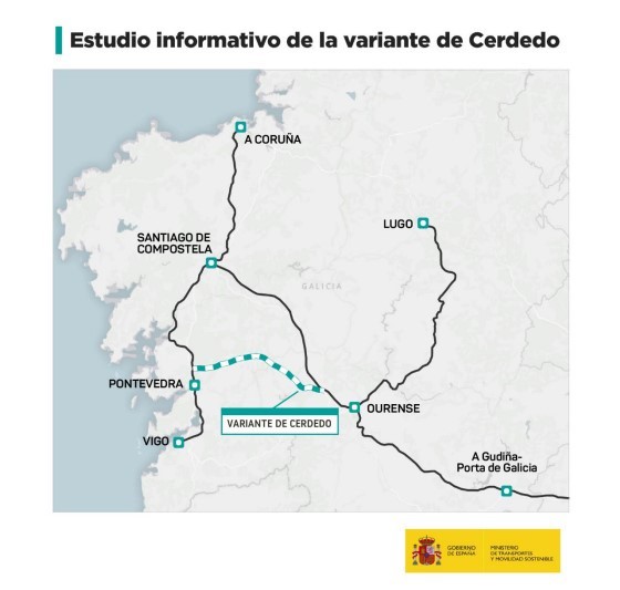 Transportes inicia el estudio informativo complementario para evaluar el impacto ambiental del AVE a Vigo por Cerdedo