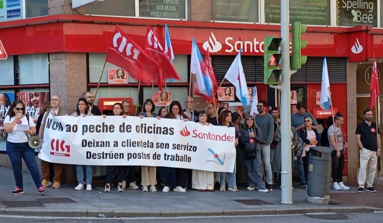 La CIG inicia en Vigo un calendario de protestas por el cierre de oficinas del Banco Santander