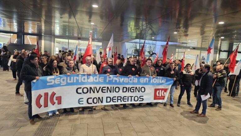CIG se moviliza en Vigo por las condiciones laborales de la seguridad privada e insta a pactar un convenio gallego