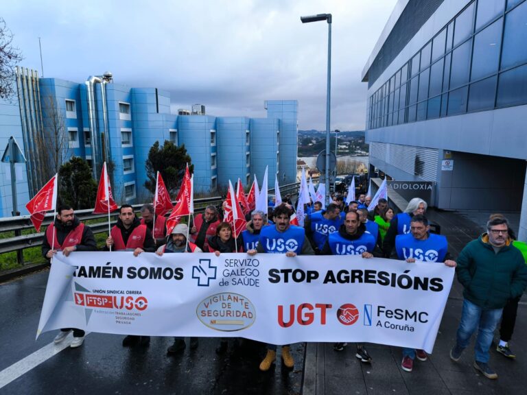 Vigilantes de seguridad se movilizan en A Coruña contra las agresiones y para denunciar precariedad laboral