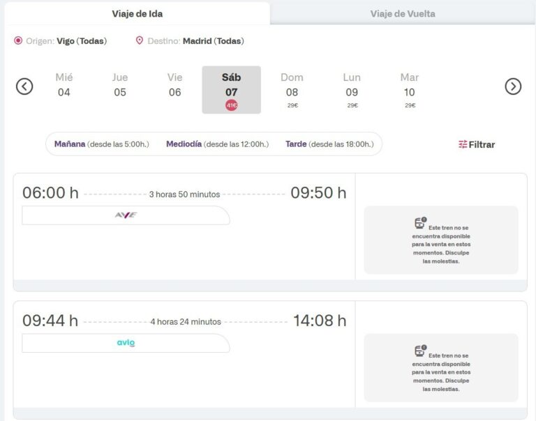 Renfe bloquea la venta de trenes a Vigo hasta el lunes, cuando comienza la huelga en el sector ferroviario