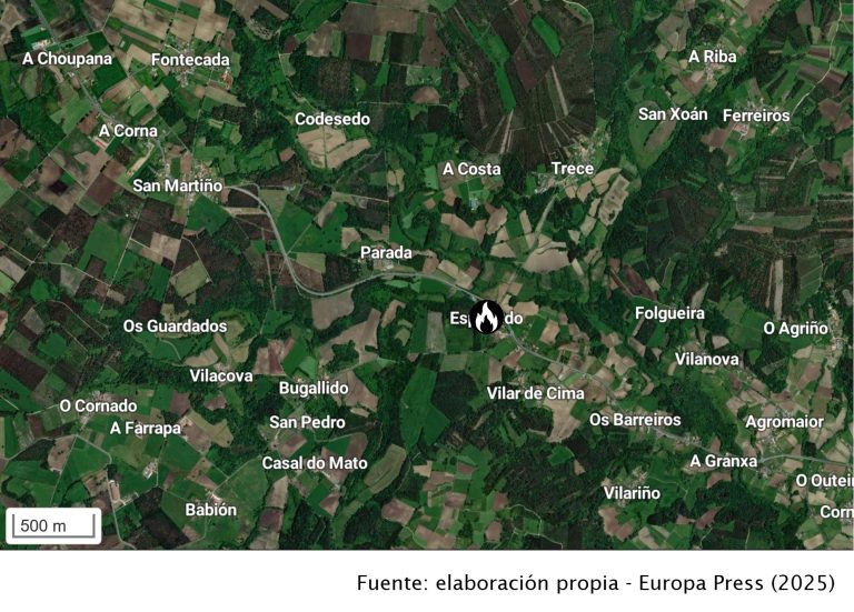 Sucesos.- Extinguido el incendio de la cerería de Negreira (A Coruña)