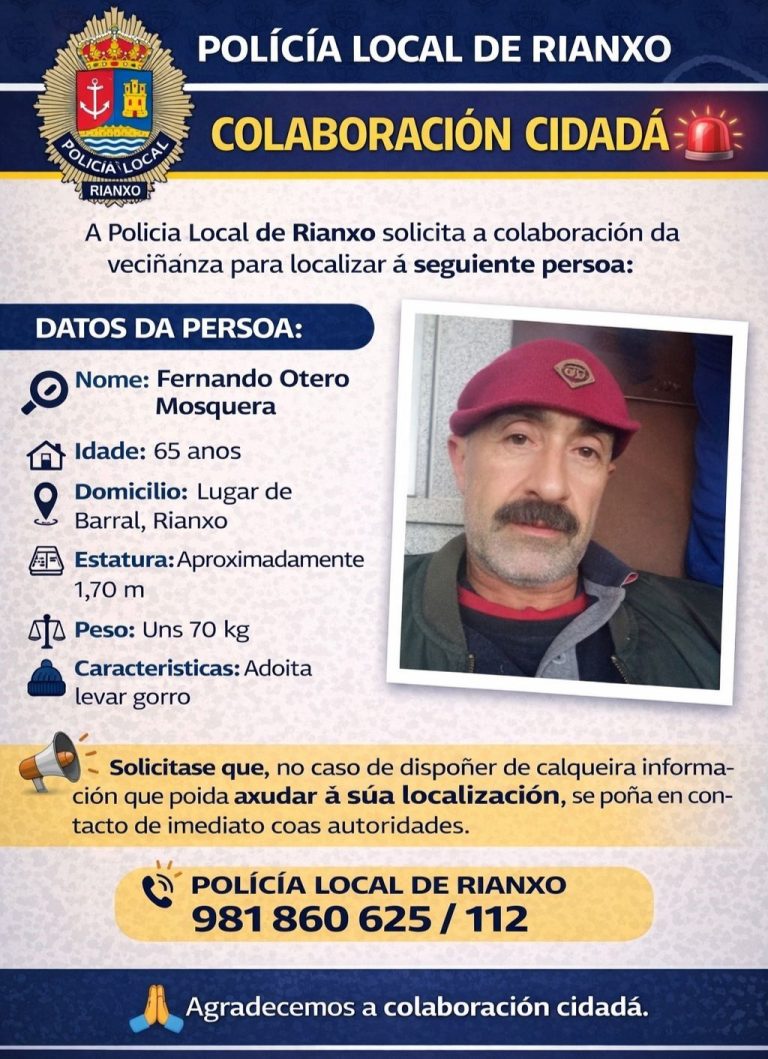 Sucesos.- Buscan a un vecino de Rianxo (A Coruña) desaparecido desde este martes