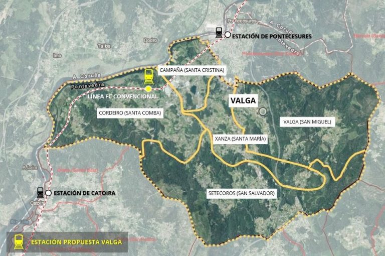Adif licita por 213.000 euros la redacción del proyecto para construir un apeadero ferroviario en Valga (Pontevedra)