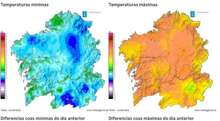Jornada de ascenso de temperaturas en Galicia, donde se prevén chubascos tormentosos a partir del mediodía