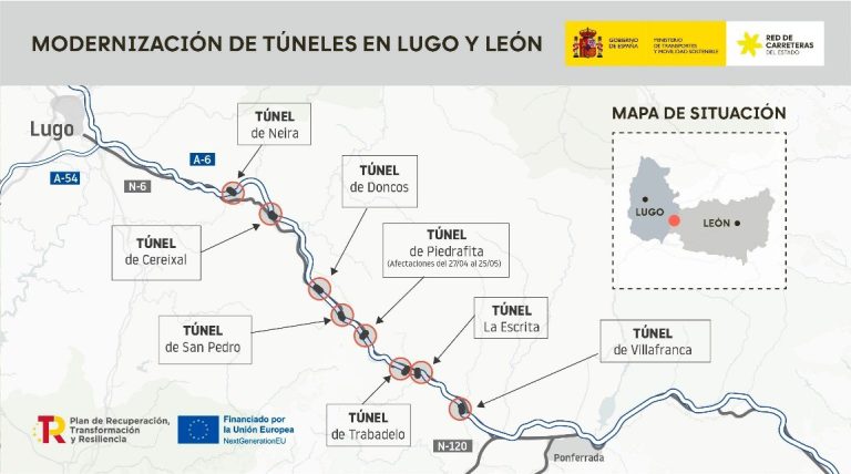 La mejora de sistemas antincendios en el túnel del Pedrafita (Lugo) provocará cortes de tráfico durante el próximo mes