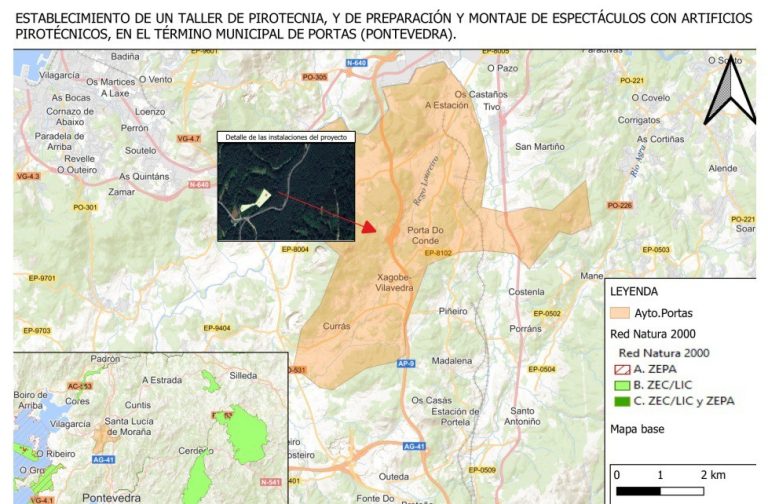 El proyecto de una pirotecnia en Portas deberá pasar una evaluación ambiental más exhaustiva por su impacto