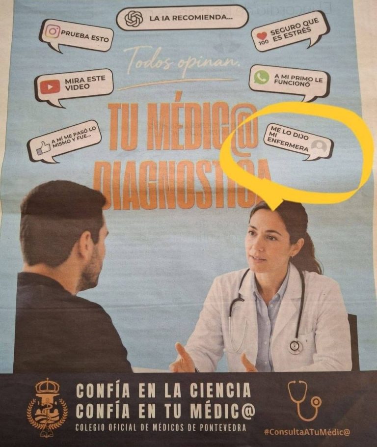 Exigen la retirada inmediata de una campaña «ofensiva» del Colegio Oficial de Médicos de Pontevedra contra la enfermería