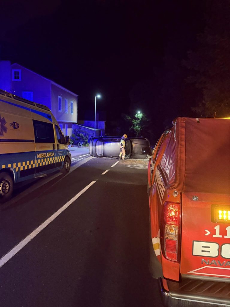 Sucesos.- Herido el conductor de un coche que se salió de la vía y volcó en Boiro (A Coruña)