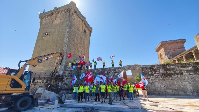 La CIG paraliza las obras del Castillo de Monterrei para denunciar «explotación laboral» de personas extranjeras