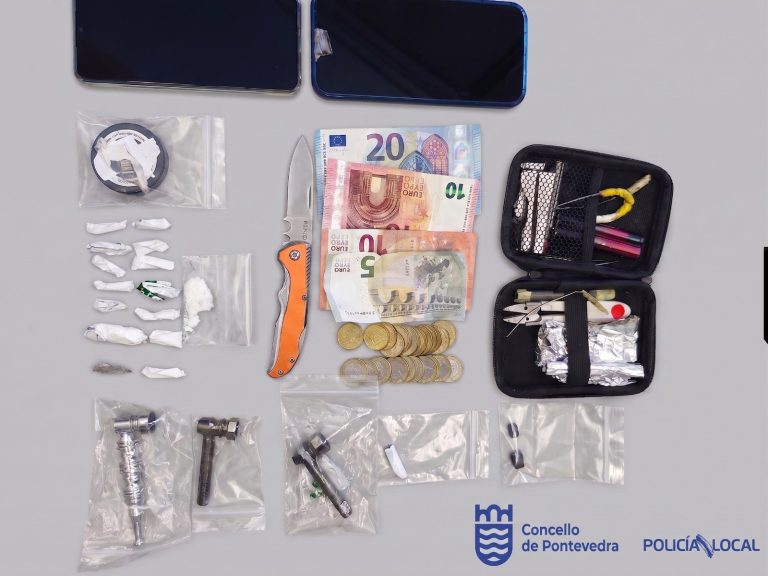 Detenido un hombre que portaba cocaína, heroína y hachís por un supuesto delito de tráfico de drogas en Pontevedra